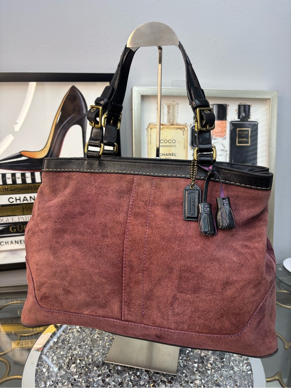 Coach 2004 vintage Hamilton Suede Carryall Tote GUC